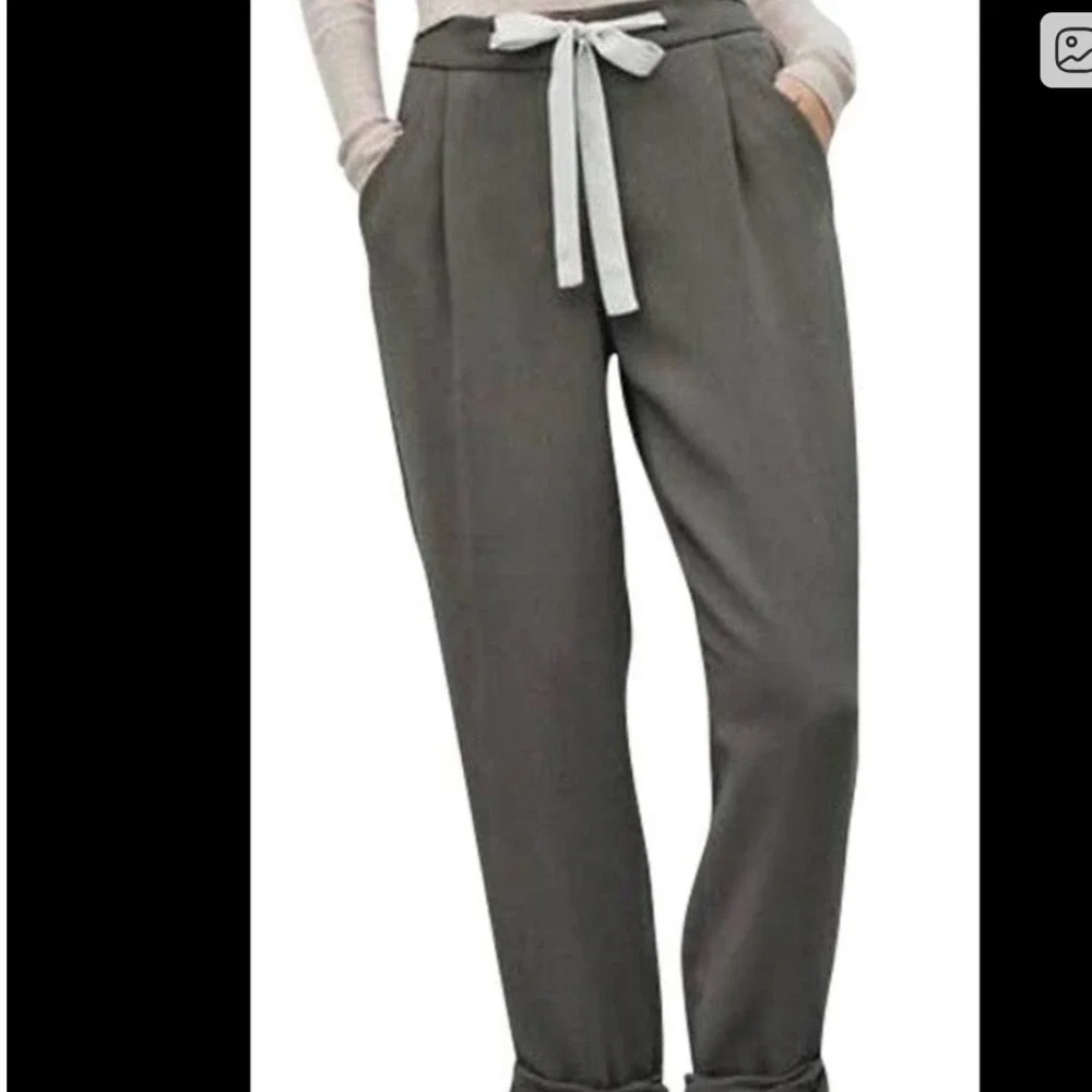 Wilfred Women's Gray Pleated Tie Waist Cropped Trousers‎ Pants Size 00